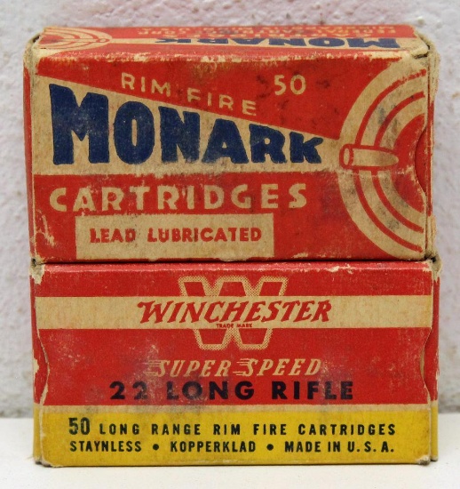 Full Vintage Box Federal Monark .22 LR and Full Vintage Box Winchester Super-Speed .22 LR Cartridges