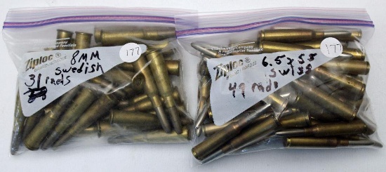 49 Rounds 6.5x55 Swiss and 31 Rounds 8 mm Swiss Cartridges