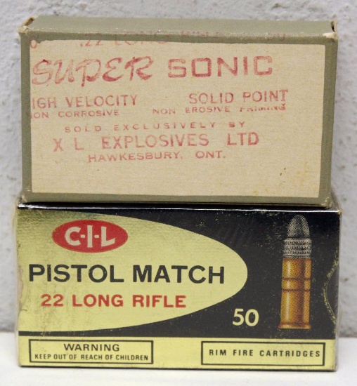 Full Vintage Box Canadian Super Sonic .22 LR and Full Vintage Box C-I-L Pistol Match .22 LR