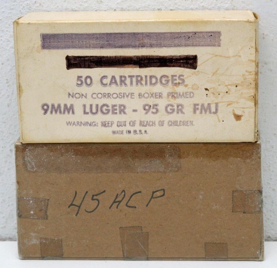 Full Mixed Box of 50 9 mm Luger and Full Mixed Box .45 ACP Cartridges