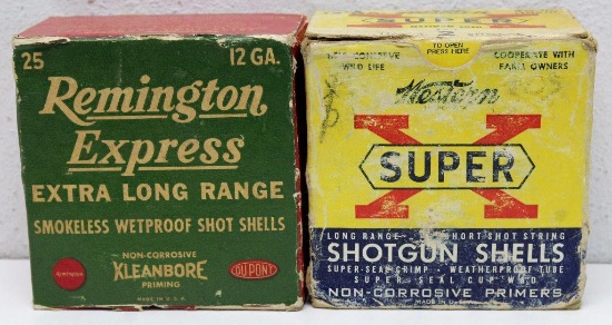 Full Vintage Box Western Super-X 12 Ga. 2 3/4" 2 Shot and Full Vintage Box Remington Express 12 Ga.