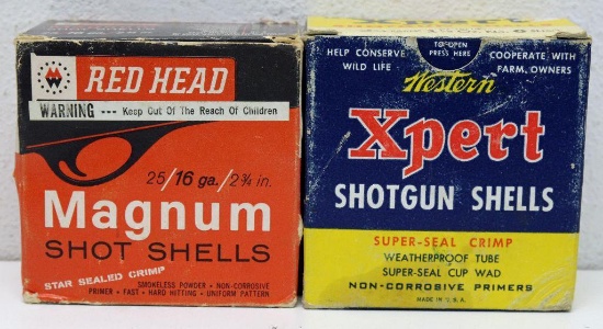 Full Vintage Box Western Xpert 16 Ga. 6 Shot and Full Vintage Box Ward's Red Head 16 Ga. 4 Shot