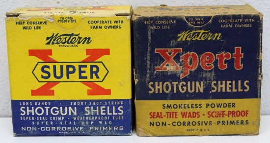 (2) Full Vintage Boxes Western Xpert and Western Super-X 12 Ga. 5 Shot Shotgun Shells