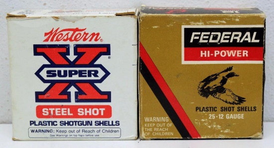(2) Boxes Each Missing (1) Shell - Federal 12 Ga. 6 Shot and Western Super-X 12 Ga. 1 Shot Steel