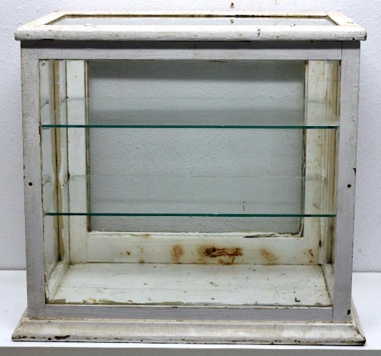 Small Countertop Wood and Glass Showcase, Base 16 3/4" x 10 7/8", Height 14 3/4"