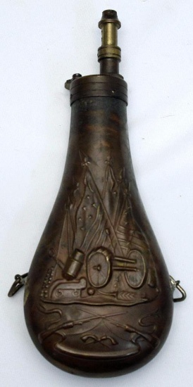 Civil War Era Lead Ball and Powder Flask, the Strap Rings have been Re-soldered