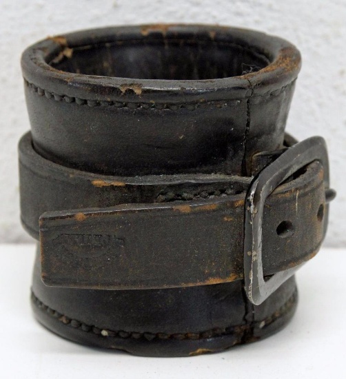 Civil War Leather Union Carbine Socket, Marked on Strap 'E. Metzger, Phila.'