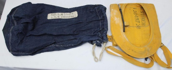 WWII Navy Laundry Bag and Vest Life Preserve Type B belonging to Sgt. G.H. Stoner