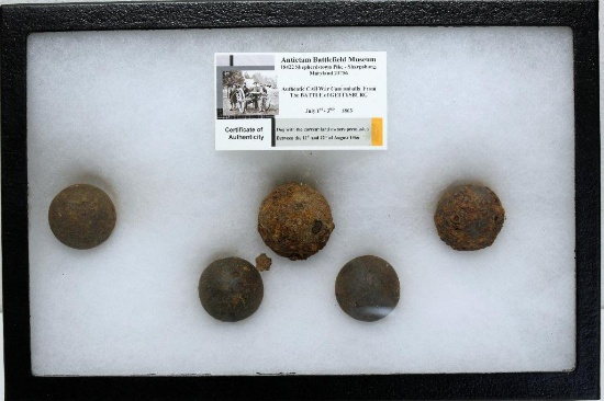 12" x 8" Case Civil War Cannonball Grape Shot from Battle of Gettysburg