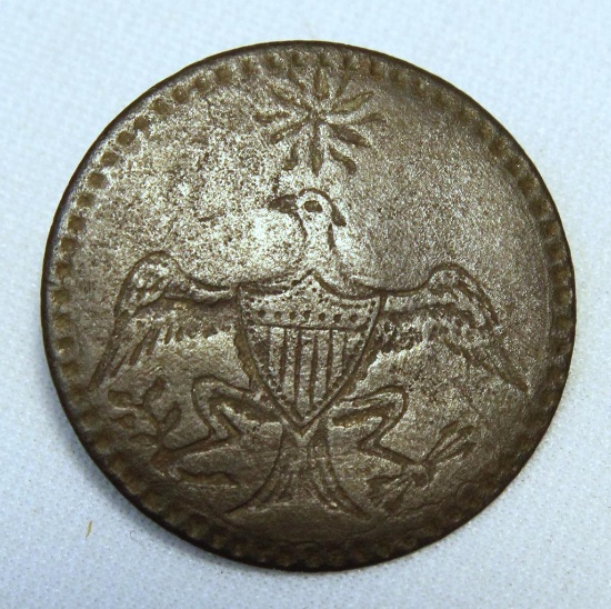 Scarce Engraved Brass George Washington Inaugural Button, 1789, Six Point Star Above Eagle with