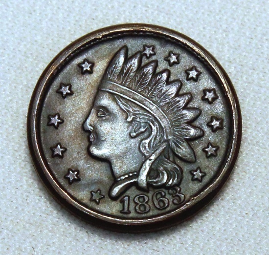 1863 Civil War Token, 'Not One Cent' Indian Head