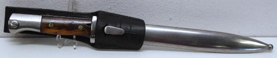 WWII German K98 Dress Bayonet w/Scabbard and Frog, 9 3/4" Blade, 15" Overall