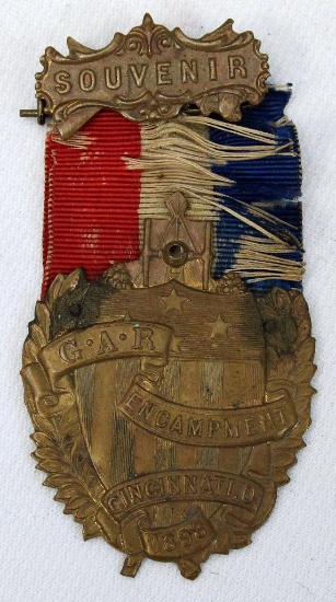 1898 GAR Encampment Souvenir Ribbon, Held in Cincinnati, Ribbon is very frayed