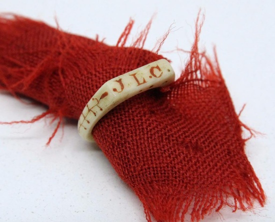 Civil War Carved Bone Ring with Initials J.L.C. Worn by Civil War General Joshua L. Chamberlain