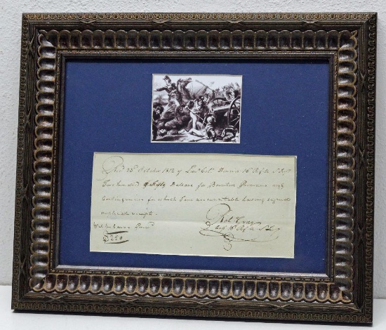 Framed War of 1812 Pay Voucher