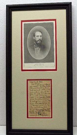 A Post Card Letter Written July 29, 1908 by Edward P. Alexander Who was a Confederate Brigadier