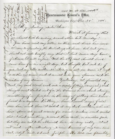 Civil War Era 1864 Carlisle Barracks Soldier's Letter to Sister Sue Regarding Disgraceful Conduct of