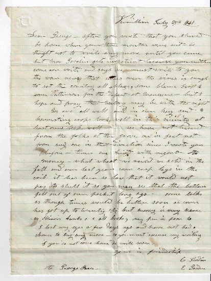Civil War Era 1861 Letter by G. Goodin to Friend Sergeant George A. Race of the 10th Illinois