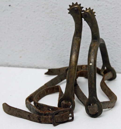 Pair Civil War Era Brass Spurs with Small Rowels