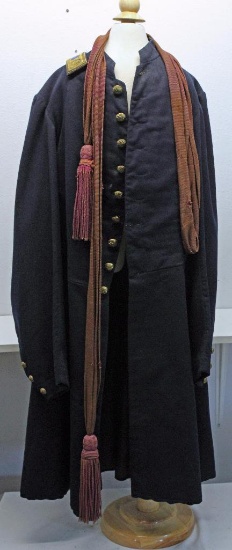 Civil War Union Infantry Officer's Single Breasted Frock Coat, Crimson Silk Sash and One Shoulder