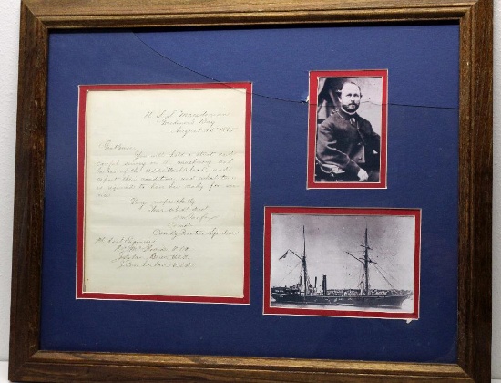 Framed Civil War Letter Dated August 15, 1865 Written by Navy Commander D.M. Fairfax, Frame 22 1/2"