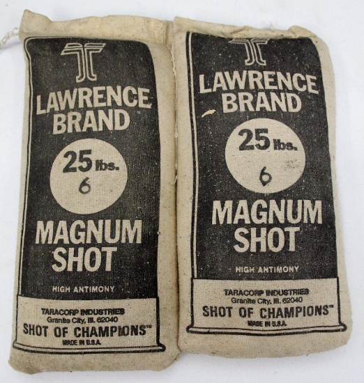 (2) 25 lb. Bags Lawrence Brand No. 6 Shot for Reloading