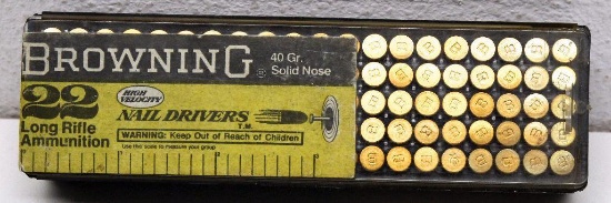 Full 100 Pack Browning .22 LR High Velocity Nail Drivers Cartridges