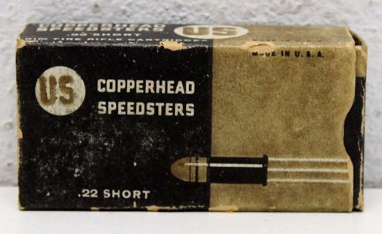 Full Vintage Box U.S. Cartridge Co. .22 Short Copperhead Speedsters Cartridges