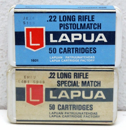 (2) Full Vintage Boxes Lapua .22 LR Pistolmatch and .22 LR Special Match Cartridges - Made in