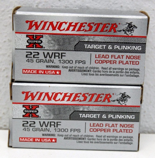 (2) Full Boxes Winchester .22 WRF 45 gr. Cartridges