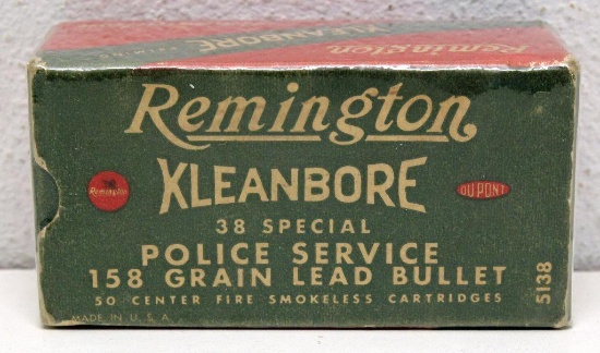 Full Vintage Box Remington Kleanbore .38 Special Police Service 158 gr. Cartridges