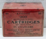 Vintage Sealed Box Kynoch .303 Cartridges for British Mark VII Model , Box is Sealed but Water