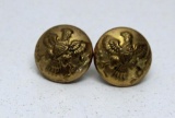Pair Civil War Era Brass Uniform Buttons