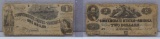 Civil War Era 1862 Confederate States of America $2 and $1 Currency Notes