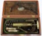 Civil War Era Medical Brass Pump Device w/Ivory Handles and Tips in Wood Case, Pump is Marked