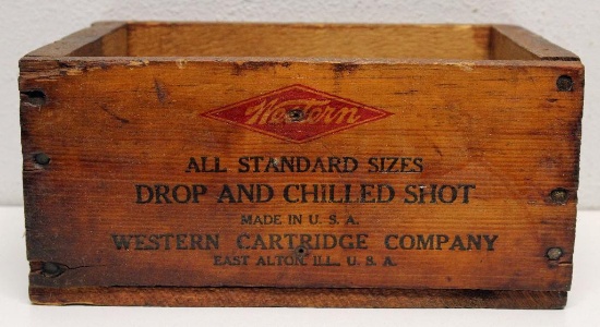 Small Wood Ammo Box Western Cartridge Co. Lead Air Rifle Shot No. 2 Size Tube, Box has been