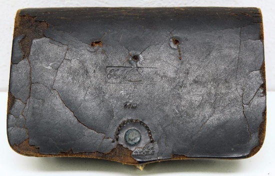 Early Leather Ammo Pouch, Marked 'T.J. Shepherd'