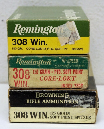 Full and Correct Box Remington .308 Win. 150 gr. SP Cartridges and (2) Full Boxes Mixed .308 Win.