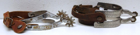 Pair of Cowboy Spurs Marked 'Rodeo' and Pair of Cowboy Spurs Marked 'Korea'