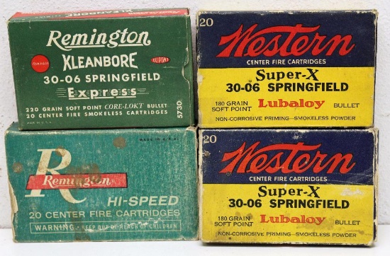 (2) Full Vintage Boxes Western Super-X and (2) Full Vintage Boxes Remington Mixed Rounds .30-06