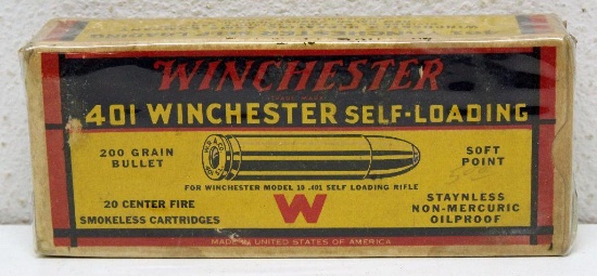 Full Vintage Box .401 Winchester Self Loading 200 gr. Cartridges
