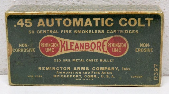Full Vintage Dog Bone Box Remington .45 Automatic Colt 230 gr. Cartridges