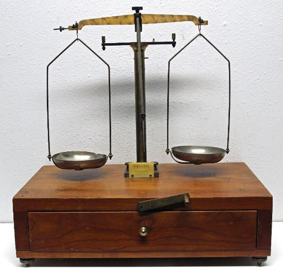 Assayers Office Gold Scale, Made by Boland & Sons, New Rochelle, NY, Accessories in Drawer