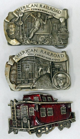 (3) Limited Edition Railroad Belt Buckles