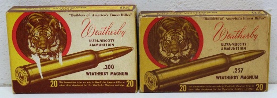 Vintage Full and Correct Weatherby .300 Weatherby Magnum 180 gr. SP Cartridges and Weatherby Partial