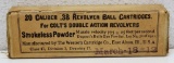Full Box Western .38 Revolver Ball Cartridges for Colt's Double Action Revolvers, Dated