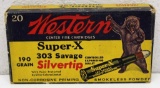 Full Vintage Bear Box Western Super-X .303 Savage 190 gr. Cartridges