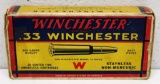 Full Vintage Box Winchester .33 Winchester 200 gr. SP Cartridges, Tape on End Flap