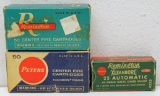 (2) Vintage Full and Correct Boxes .25 Auto Pistol Cartridges and (1) Partial Vintage Box Remington