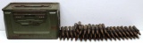 WWII - 49 Belted Rounds of .50 Cal. Machine Gun in Original Metal Ammo Can, Marked 'U.S. with